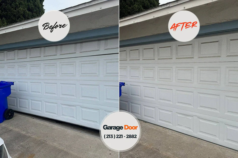 Before and after: garage door repair Merrick, NY